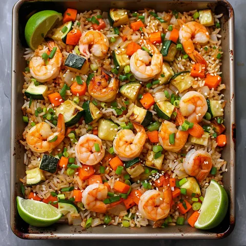 Crevettes riz plaque
