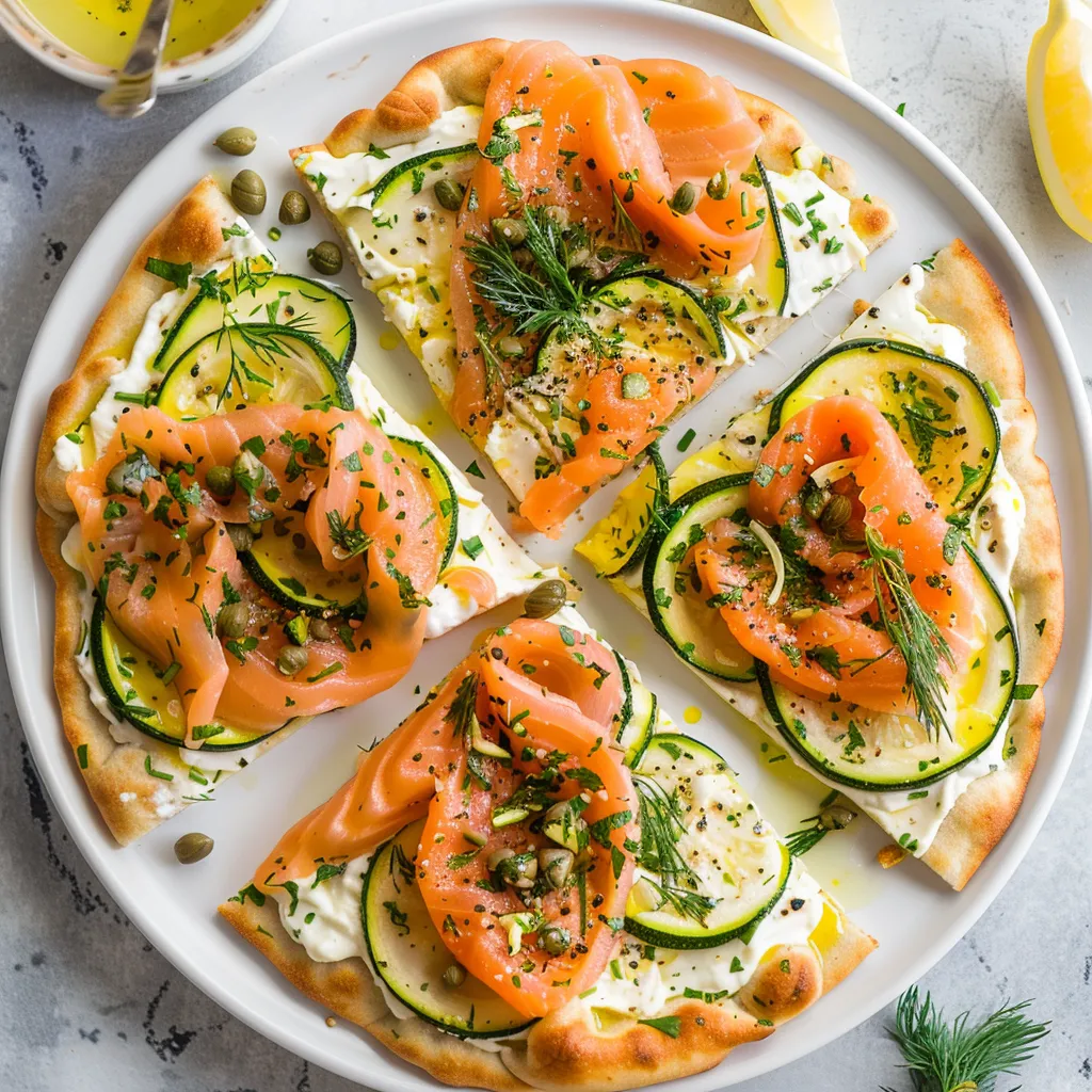 Courgette et saumon sur pita