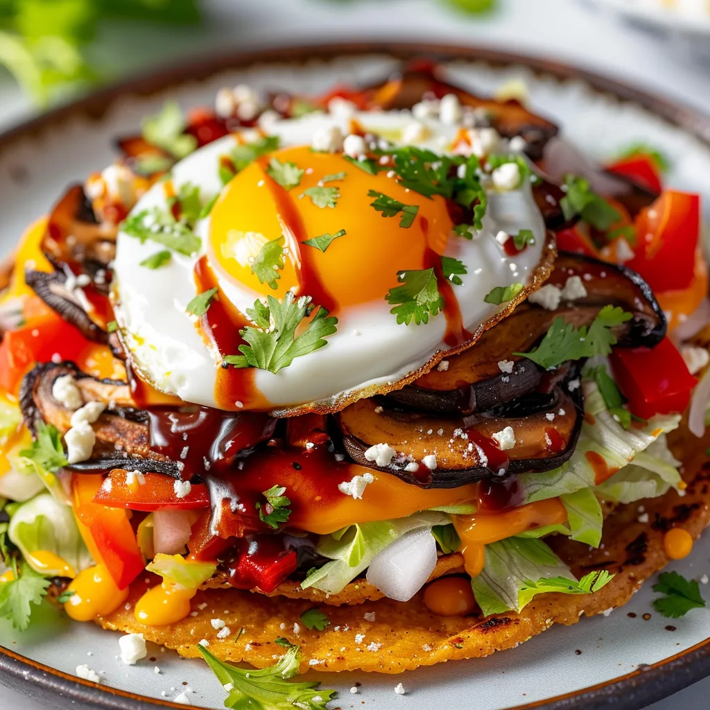 Tostadas légères aux œufs et sauce barbecue savoureuse
