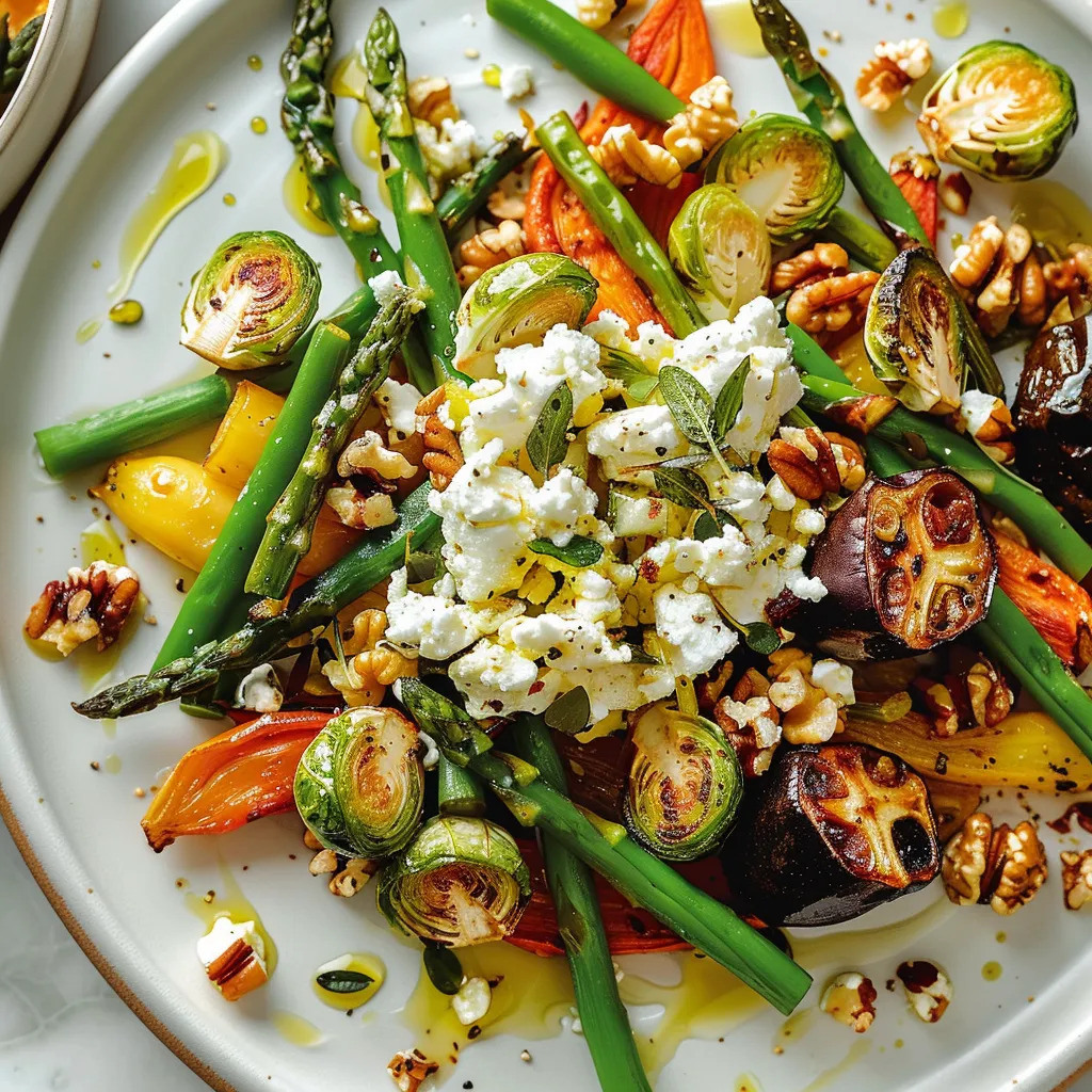 Salade colorée aux légumes rôtis et feta fondante