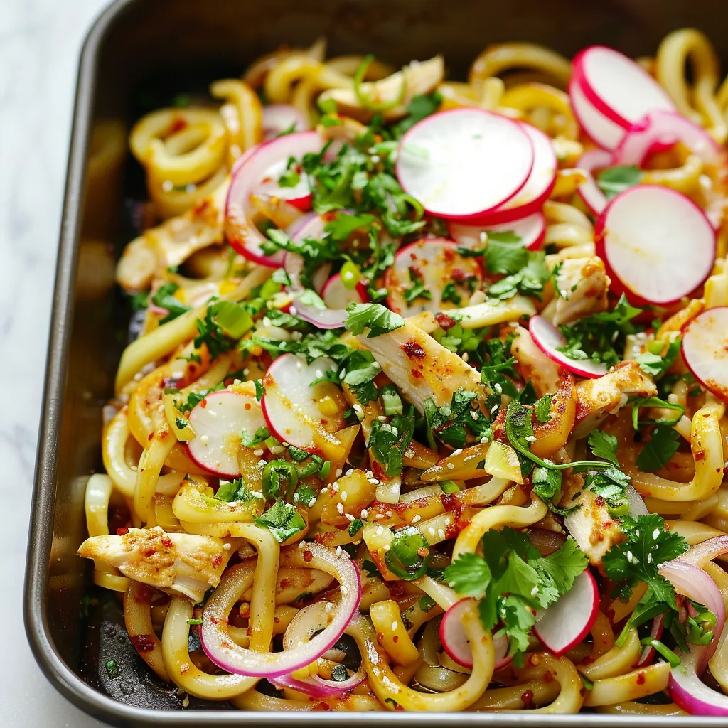 Udon poulet oignons cari