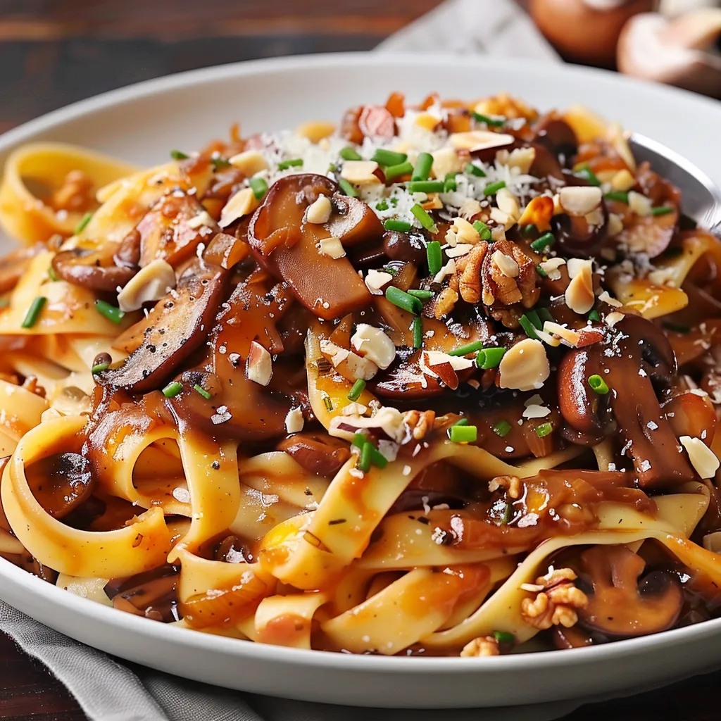 Pâtes noisettes champignons