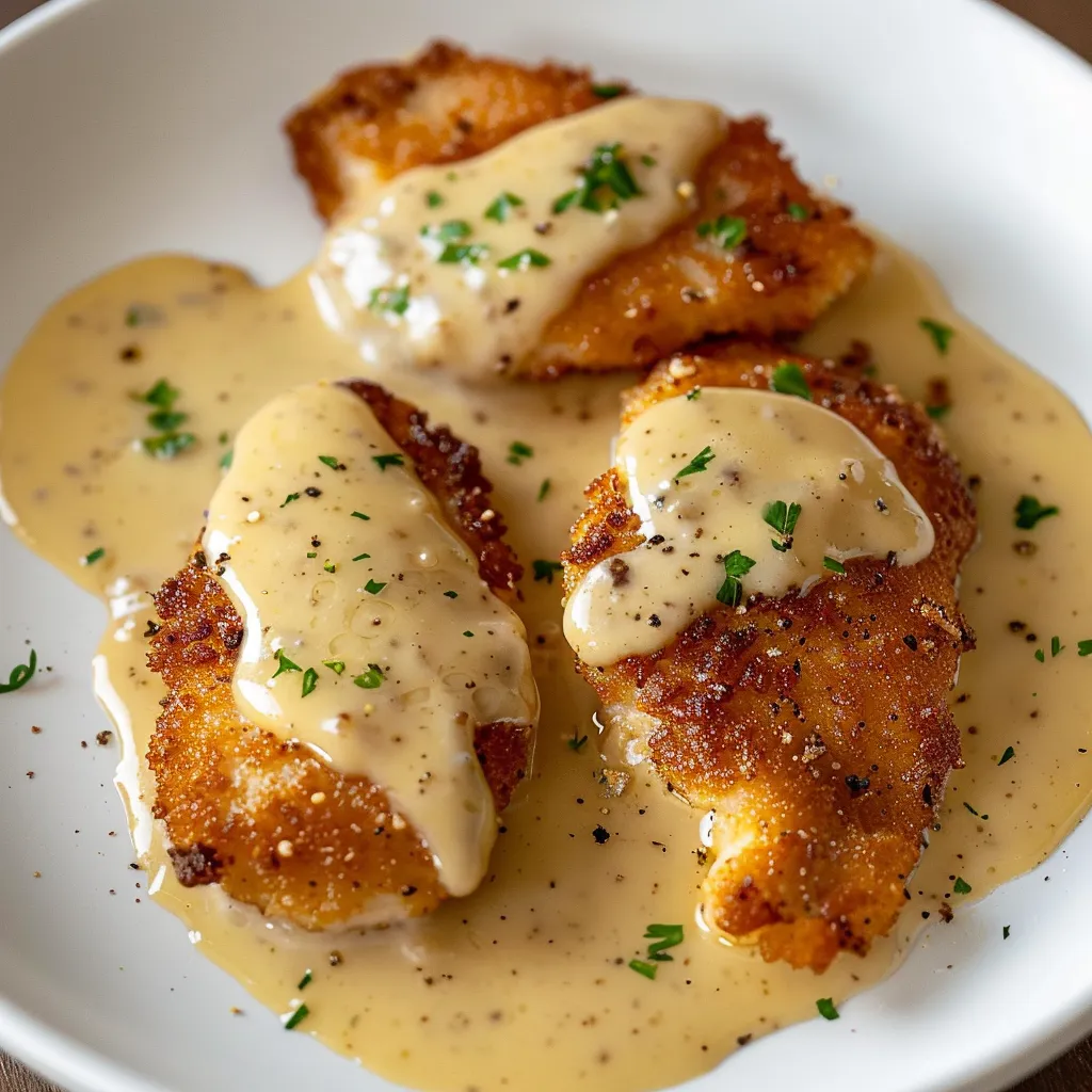 Aiguillettes de poulet ultra tendres nappées d’une crème onctueuse au parmesan