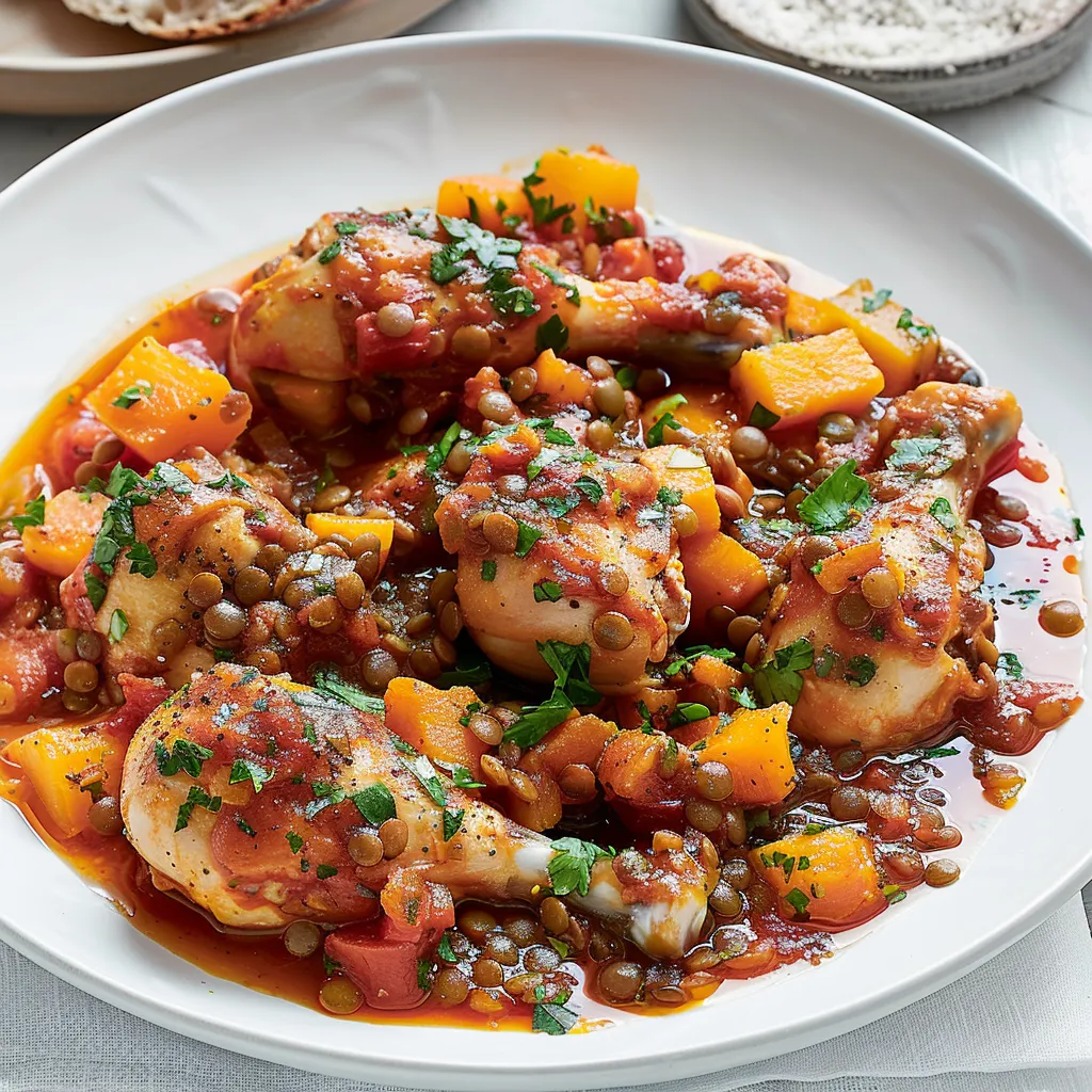 Poulet mijoté avec tomates
