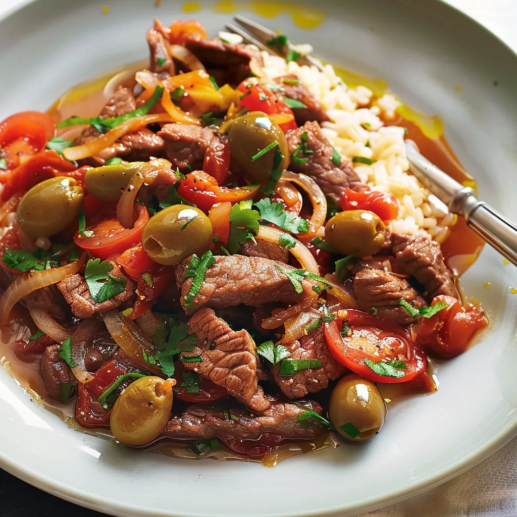 Bœuf sauté olives et tomates fraîches
