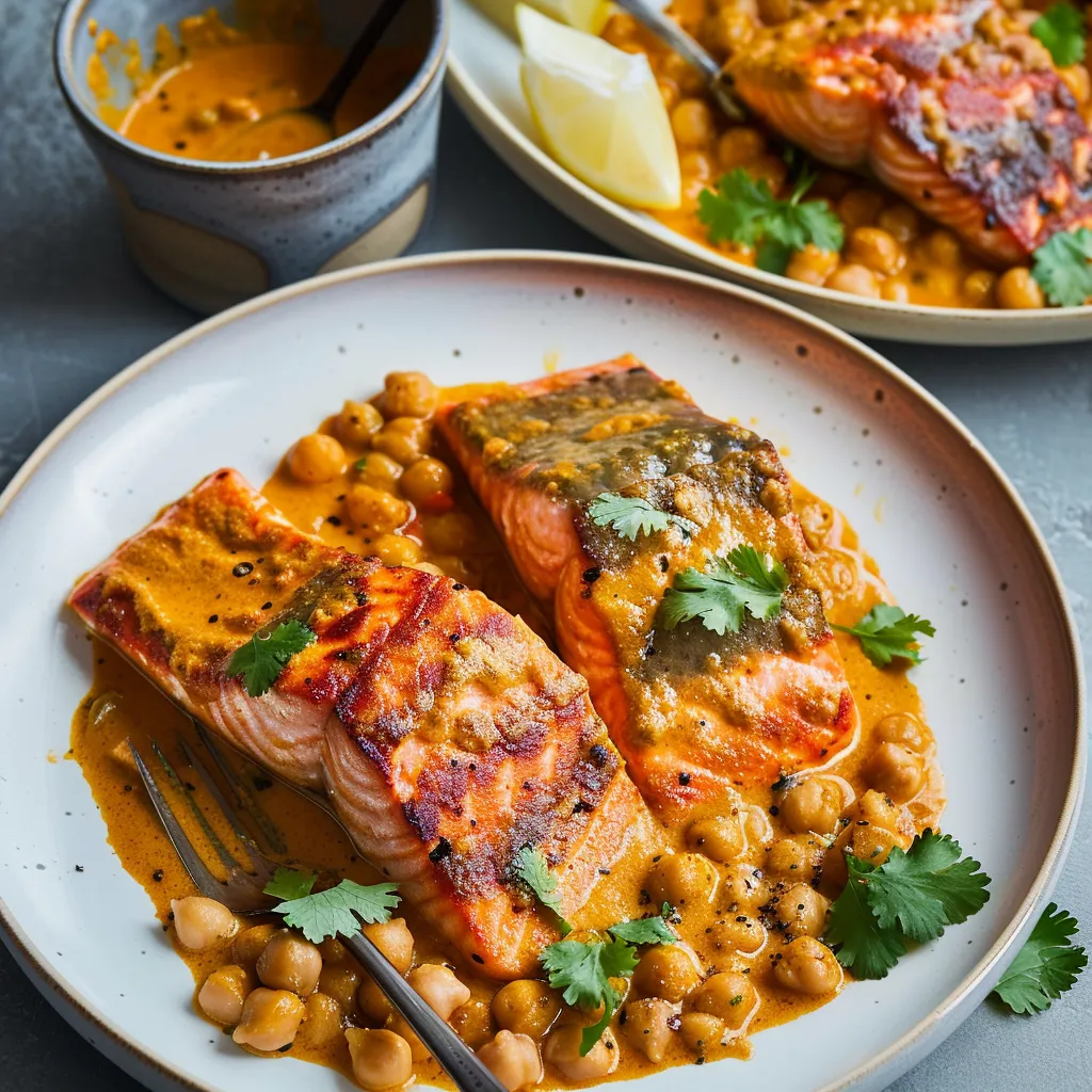 Curry de saumon et pois chiches facile
