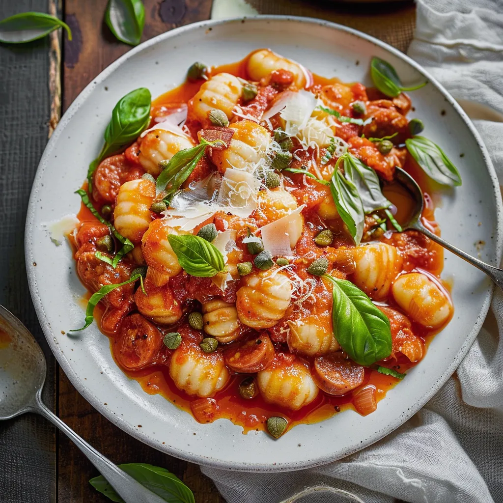Gnocchis à la sauce tomate et saucisse avec fenouil savoureux