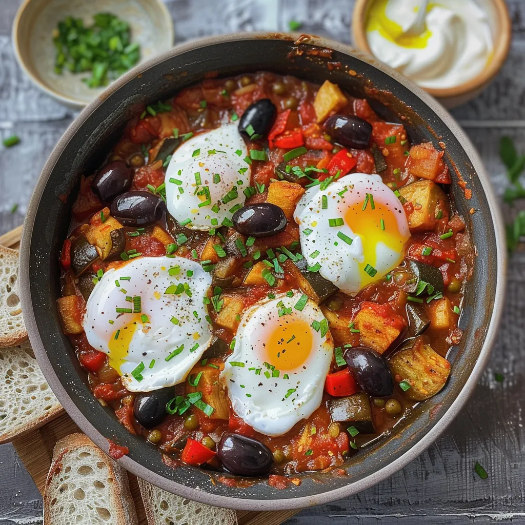 Plat méditerranéen aux oeufs et légumes