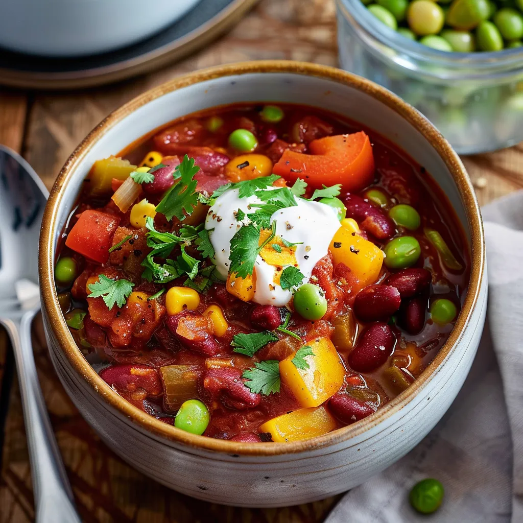 Plat de chili aux edamames