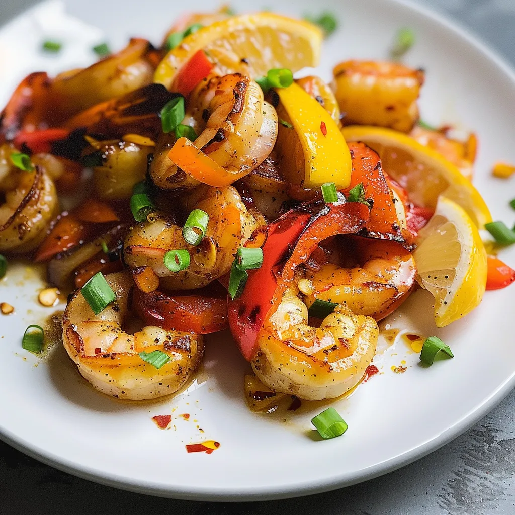 Délicieux crevettes citron caramélisé