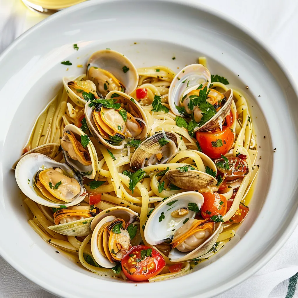 Plat de linguine aux palourdes citronnées