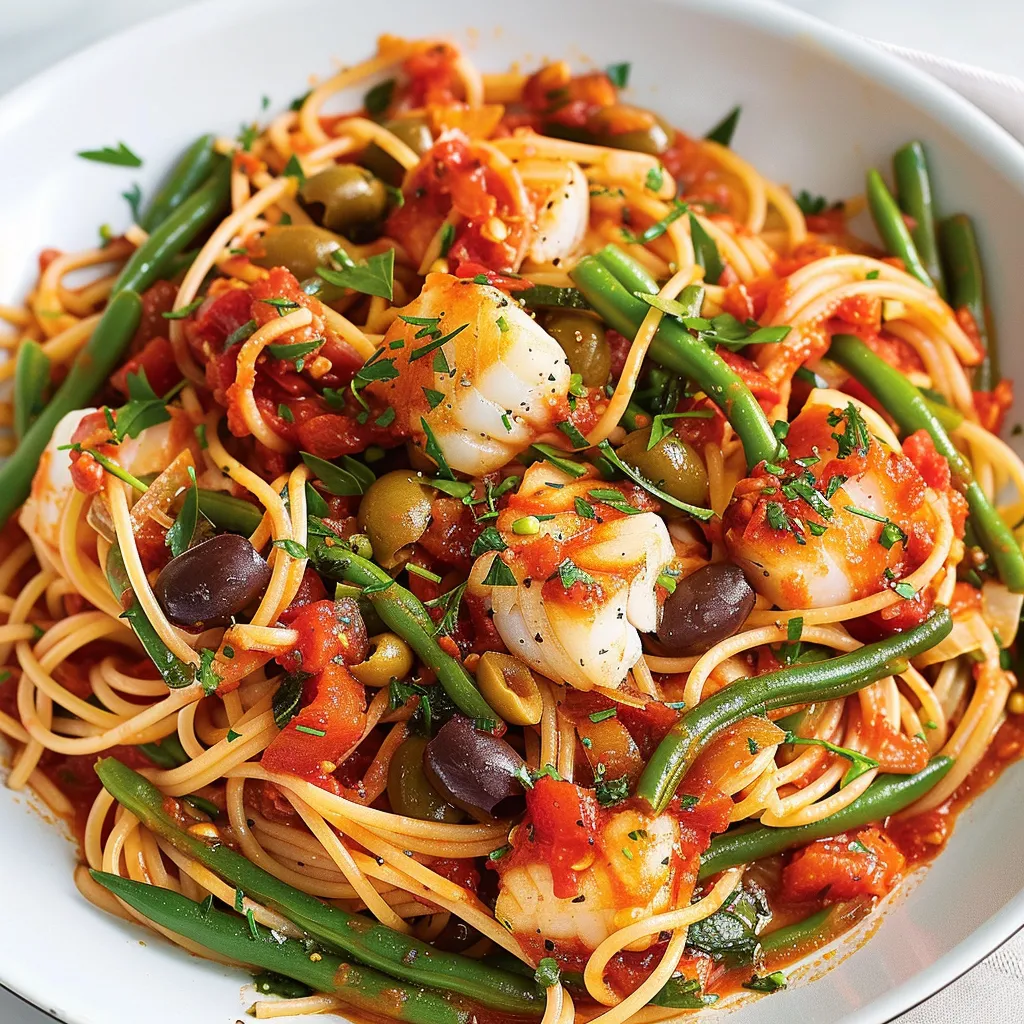 Plat de spaghettinis à la morue