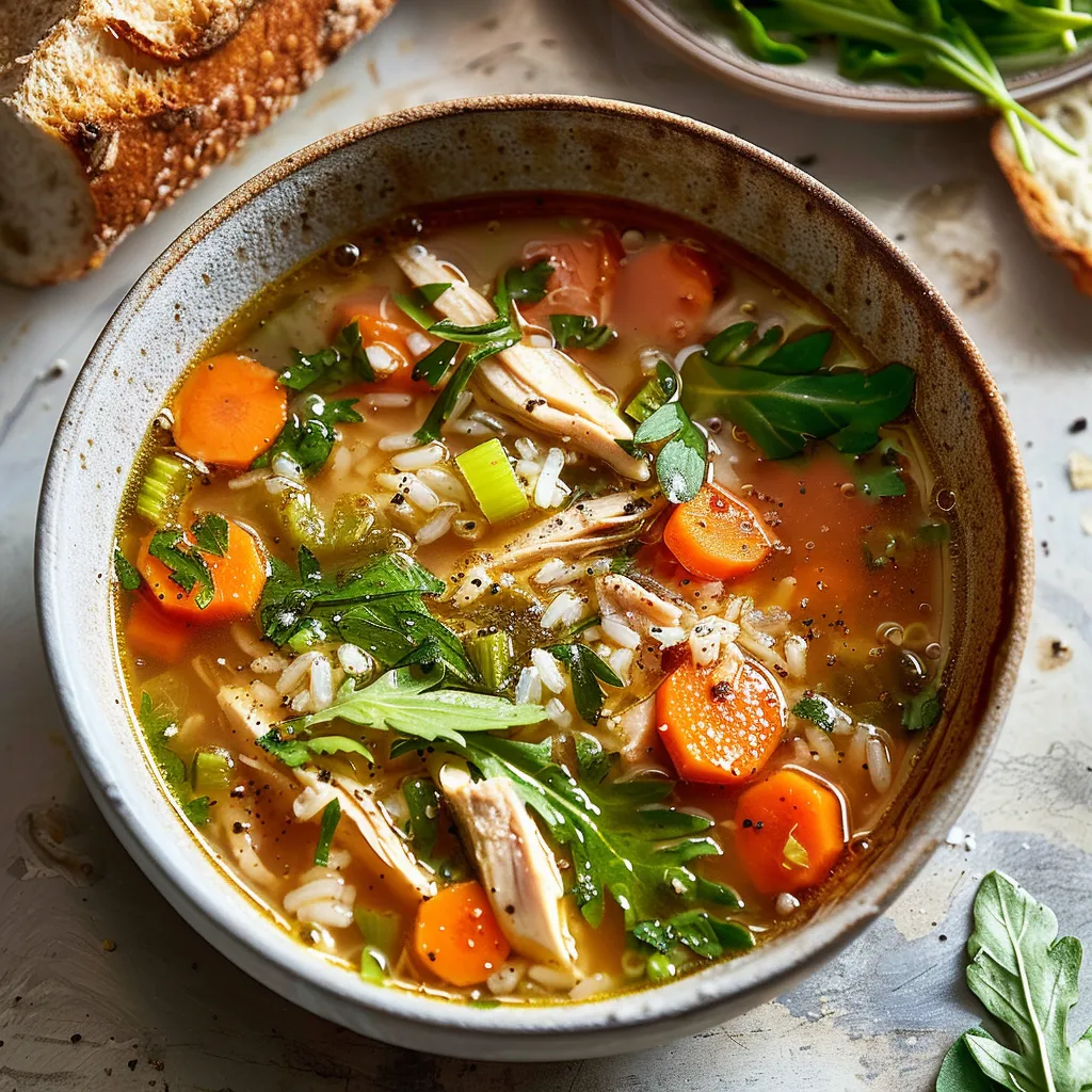 Poulet et riz en soupe