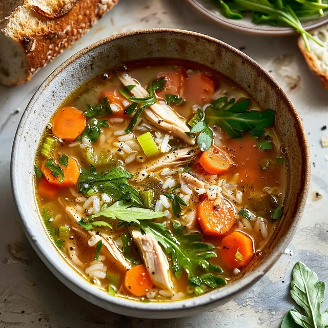 Poulet et riz en soupe