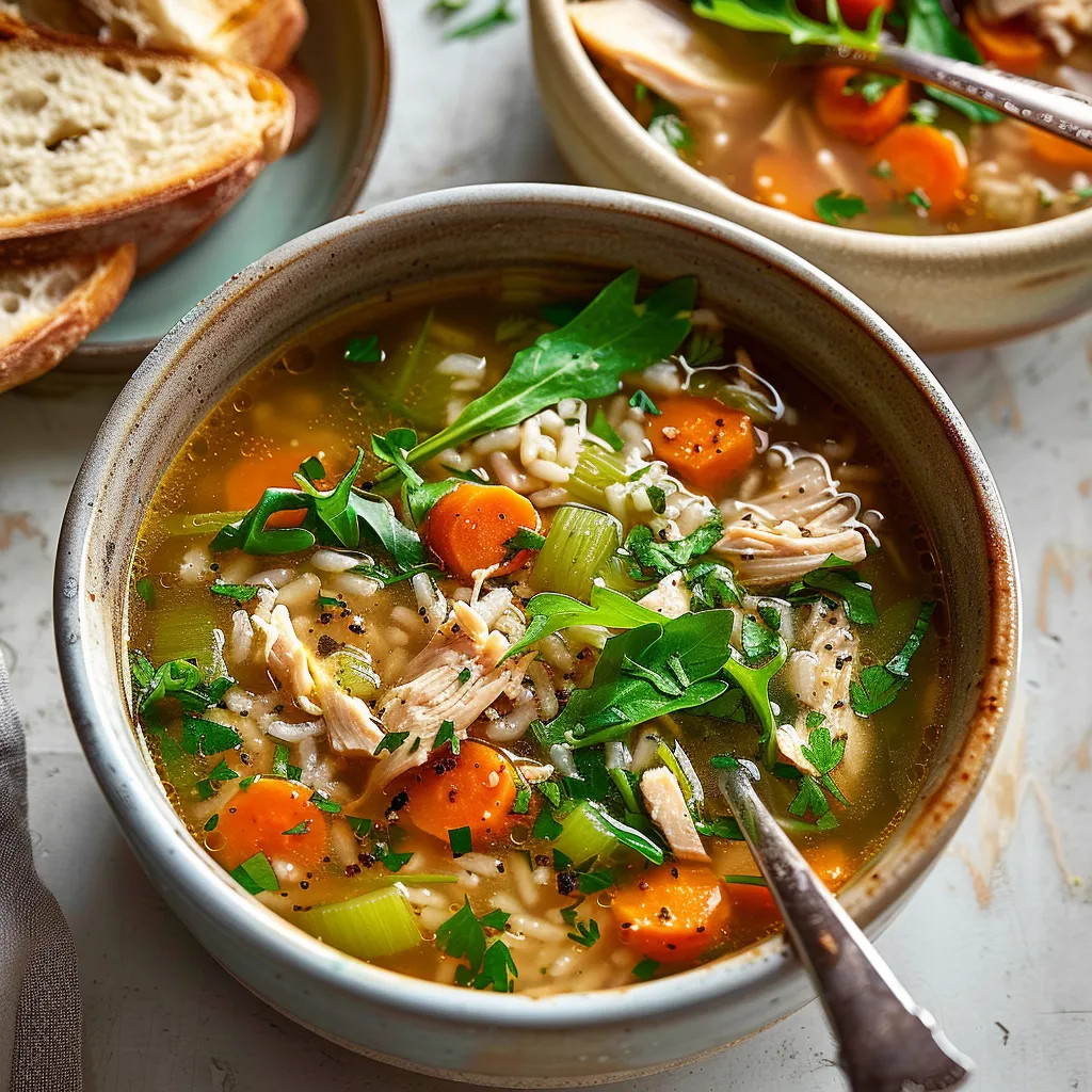 Soupe copieuse poulet riz et légumes