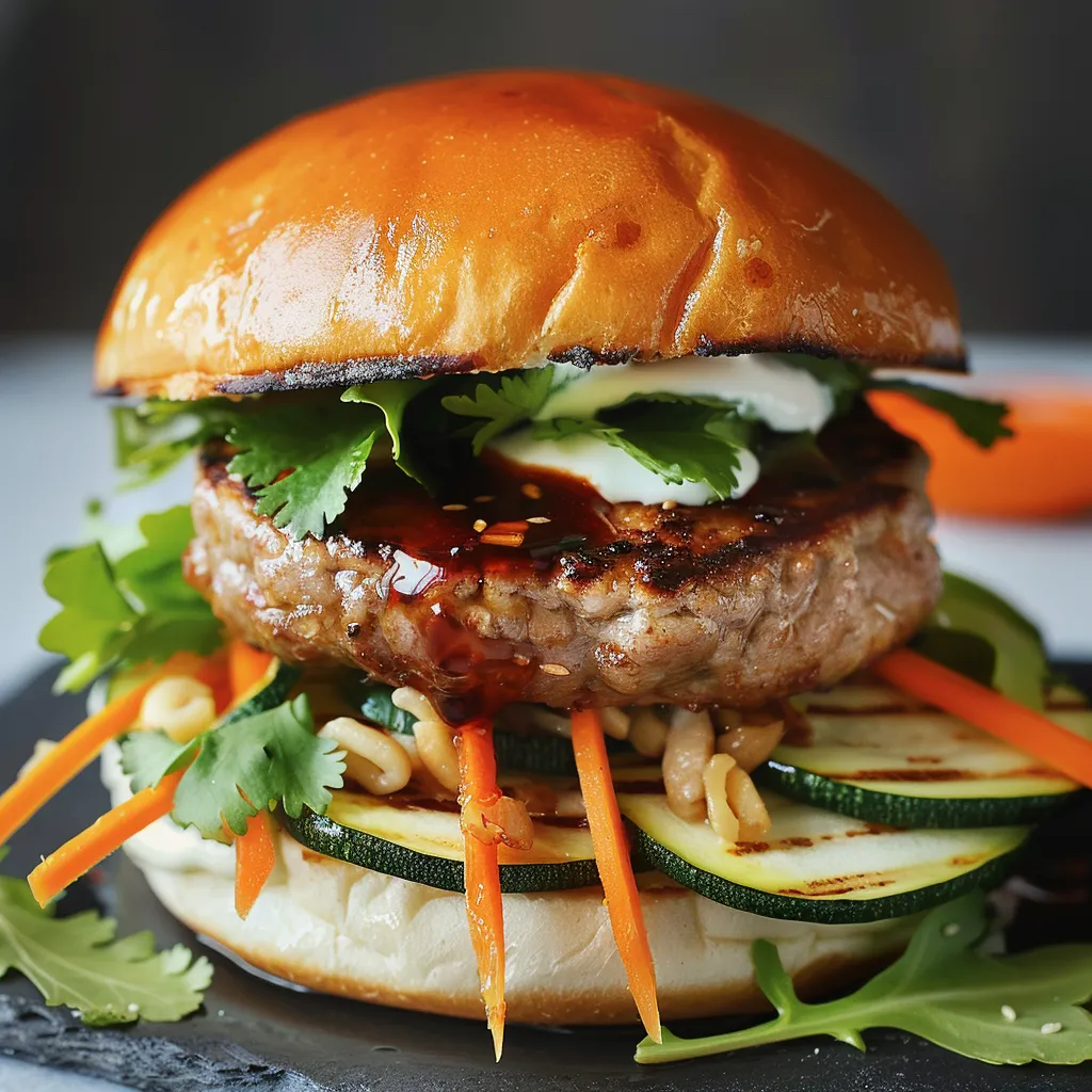 Burger façon bánh mì au porc et légumes