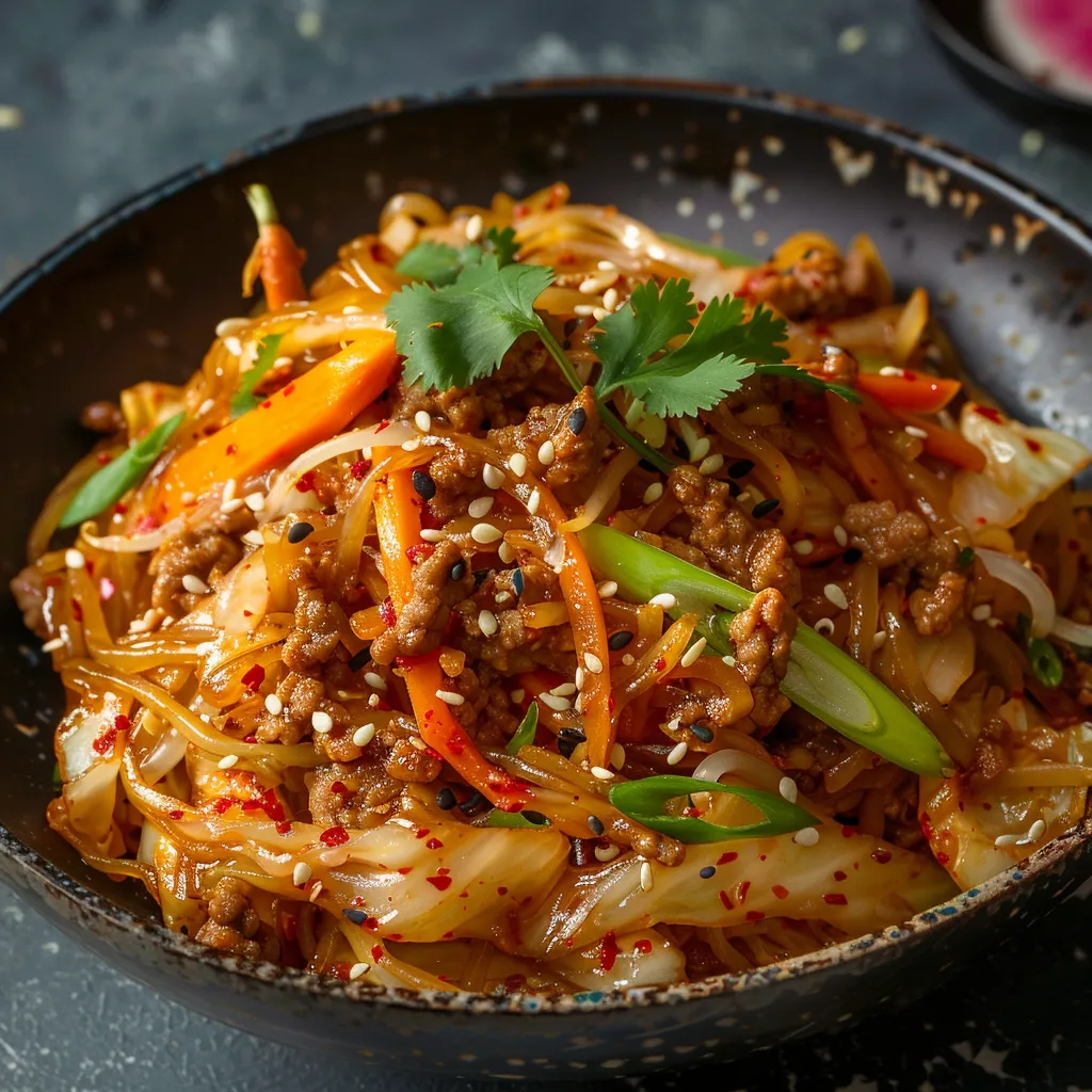 Porc croustillant avec chou caramélisé