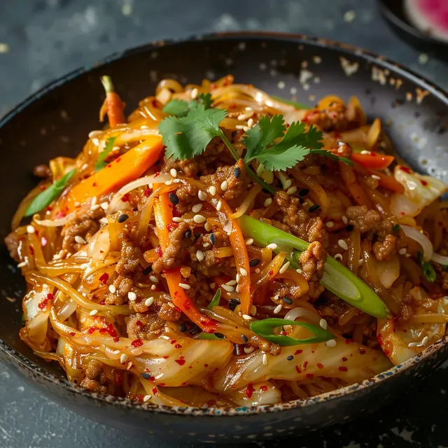 Porc croustillant avec chou caramélisé