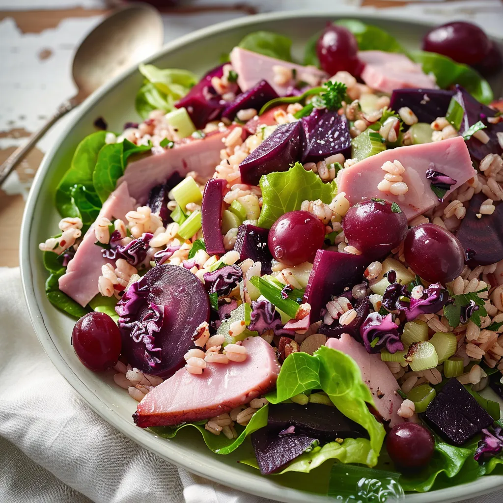 Salade gourmande orge chou jambon