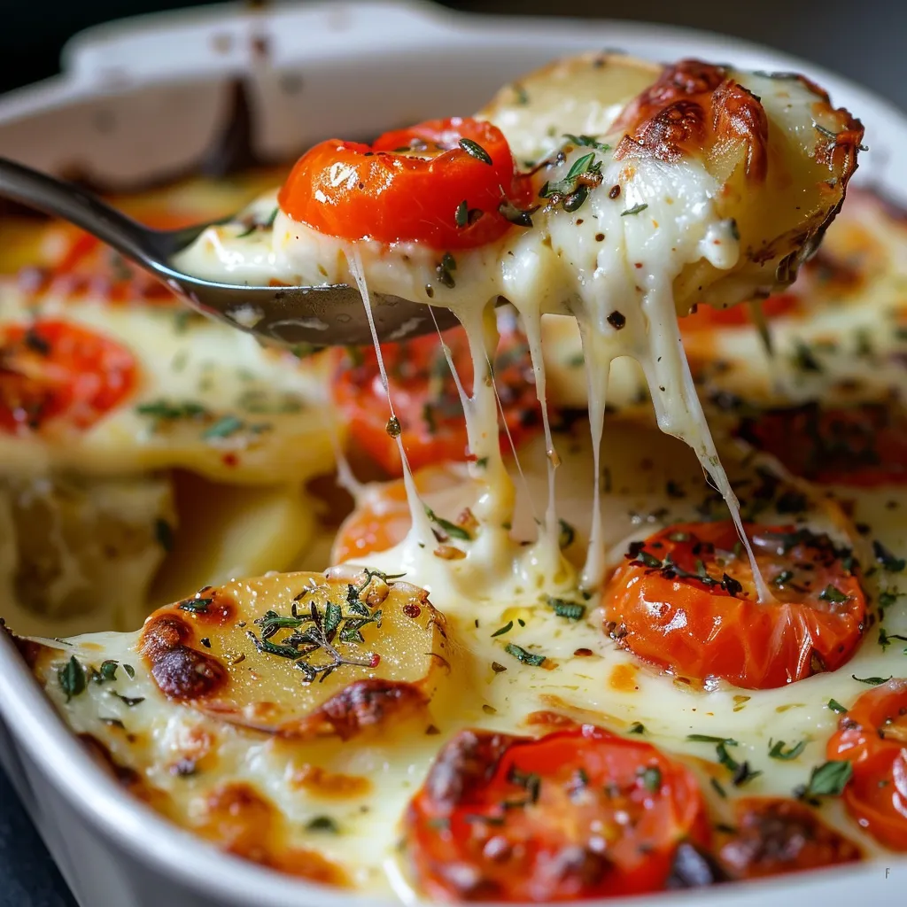 Gratin de pommes de terre et légumes bien doré