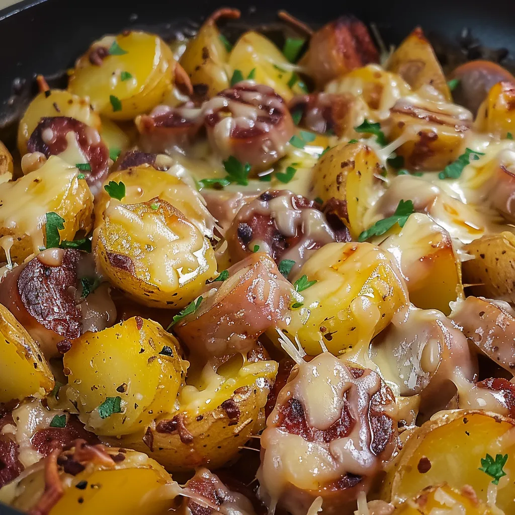 Pommes de terre saucisse fromage