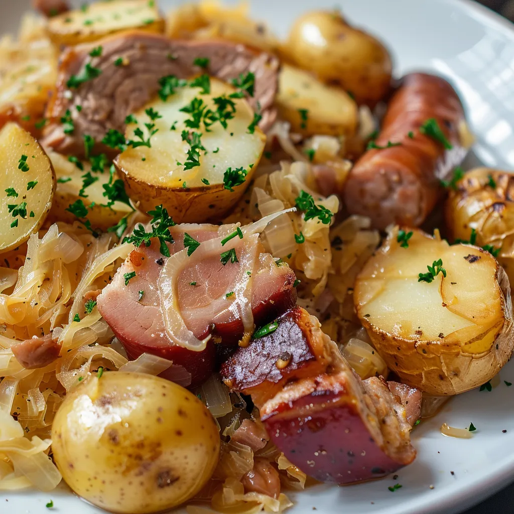 Choucroute garnie alsacienne, plat savoureux d'Alsace