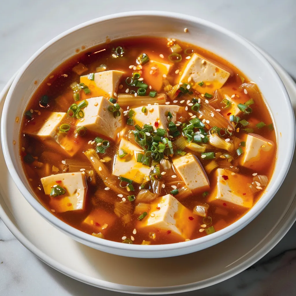 Soupe aigre-piquante tofu en autocuiseur