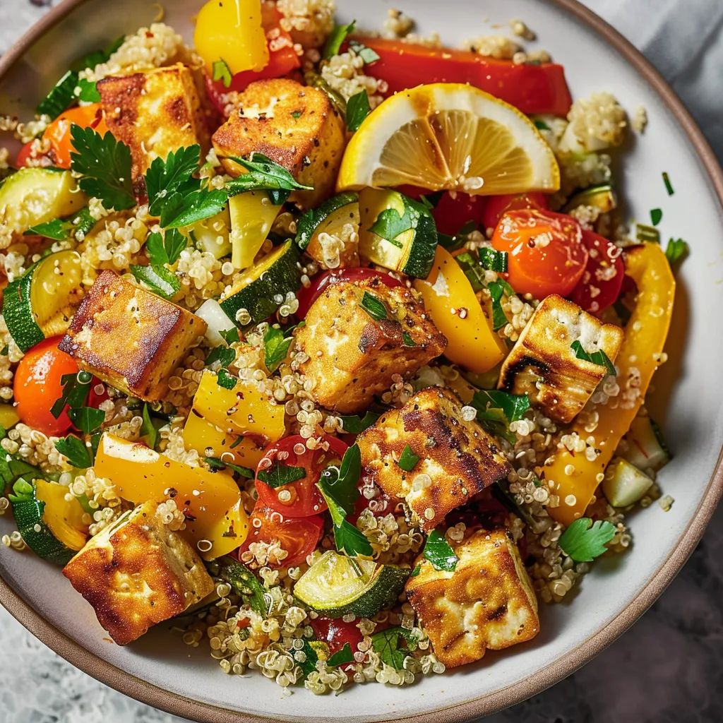 Réalisez un quinoa super frais aux légumes grillés et tofu