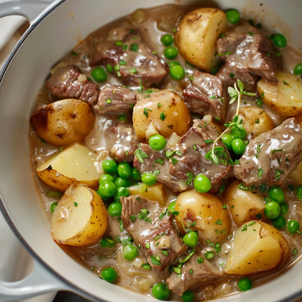 Délicieux bœuf crème petits pois à l’autocuiseur