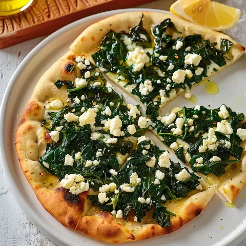 Pizza épinards feta citron
