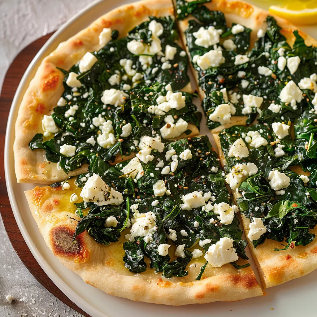 Dégustez une pizza feta épinards toute simple