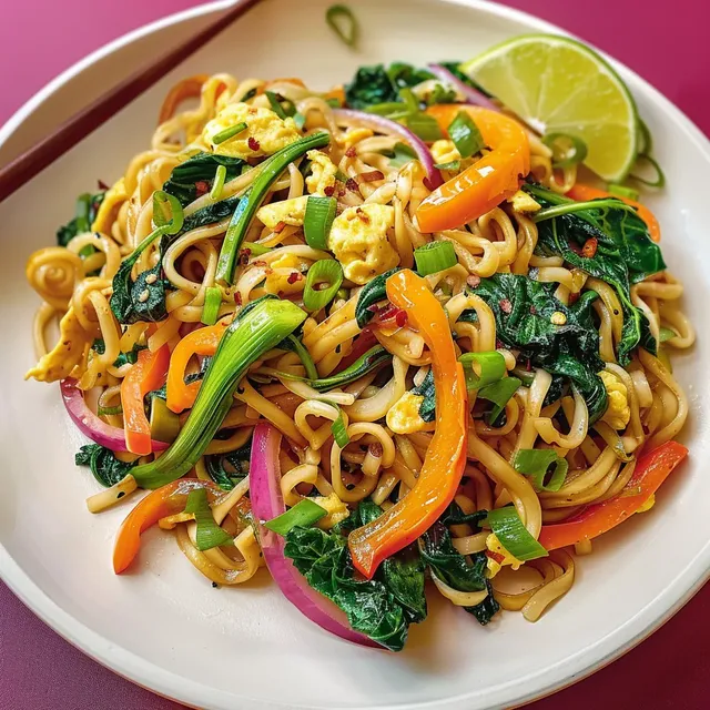 Légumes et nouilles sautées