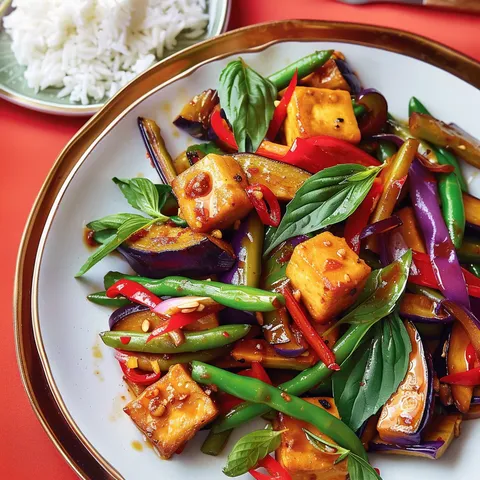 Tofu doré et légumes asiatiques