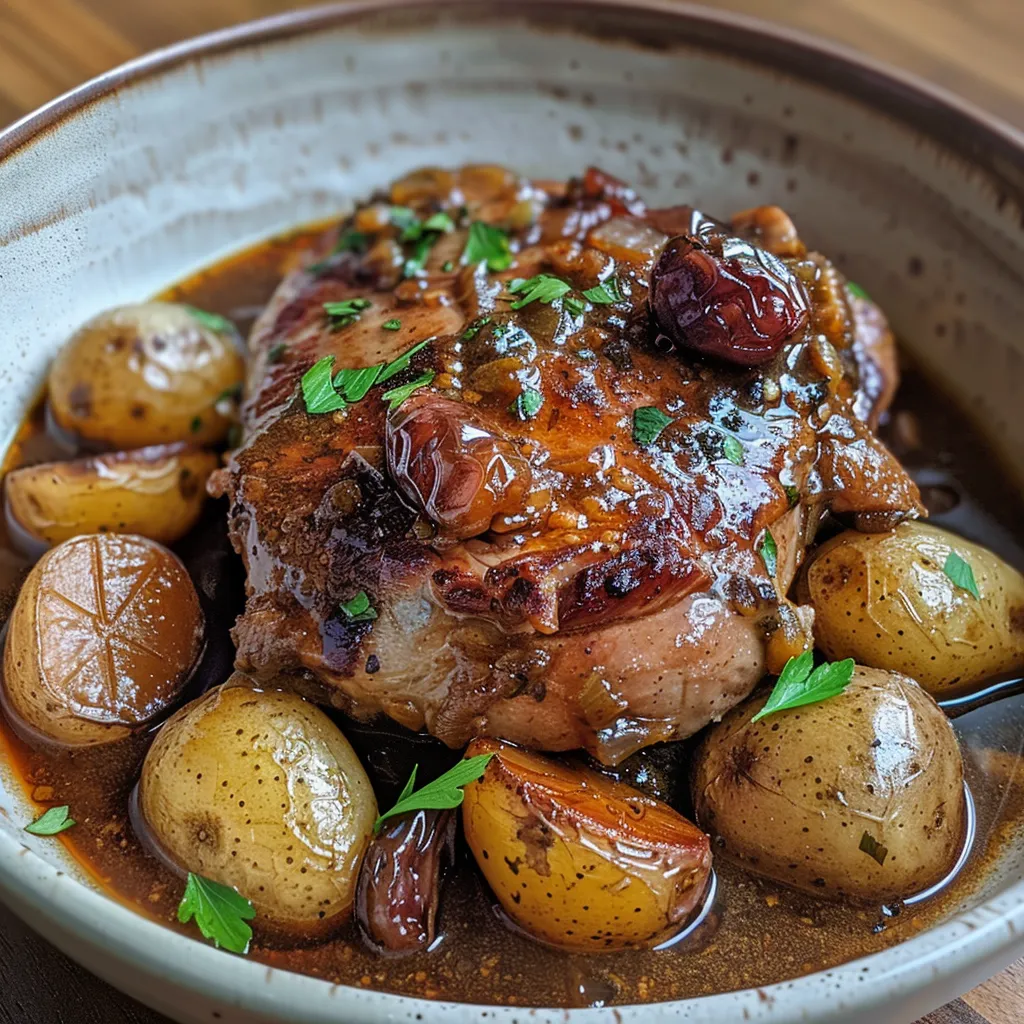 Porc braisé aux dattes et légumes fondants