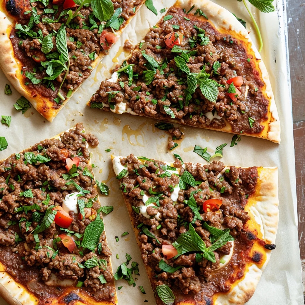 Pizza viande hachée façon traditionnelle - Lahmajoun
