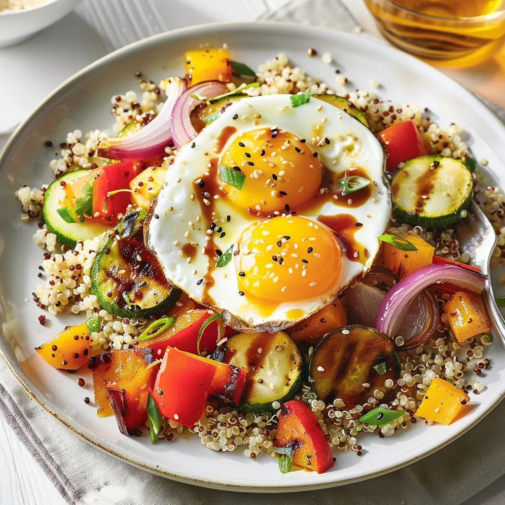 Légumes rôtis et œufs au sésame