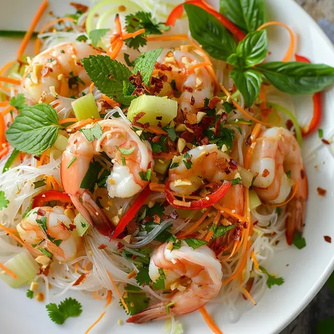 Salade fraîche de vermicelles et crevettes