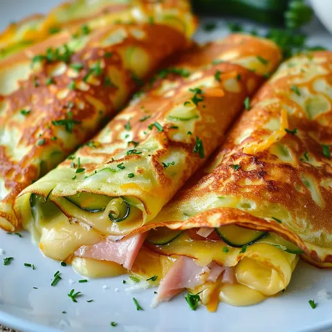 Crêpes fines aux légumes et jambon