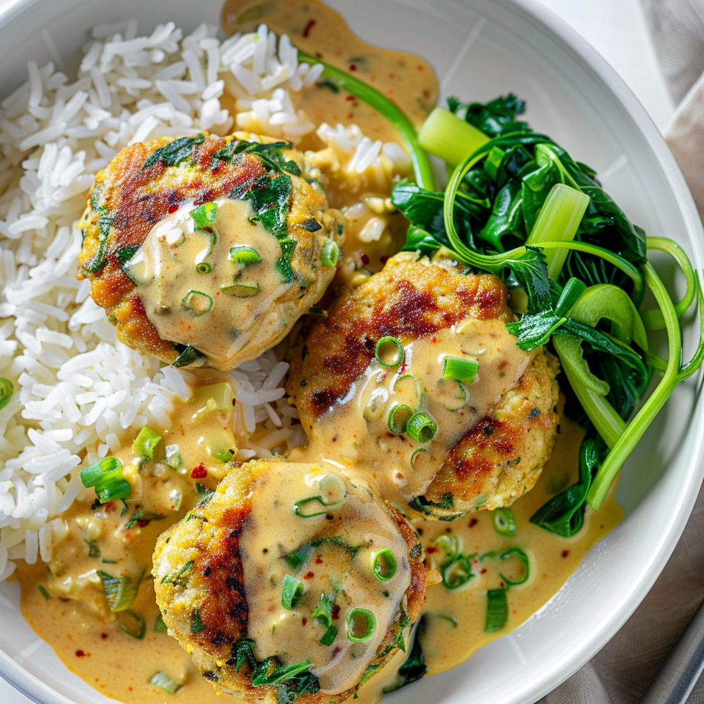 Plat coloré et complet, avec sauce parfumée et galettes moelleuses-croustillantes.