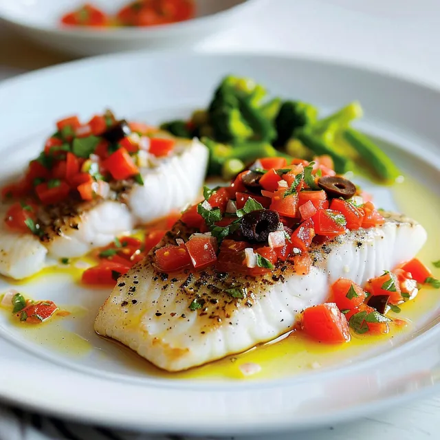 Filet de poisson blanc et sauce aux olives.