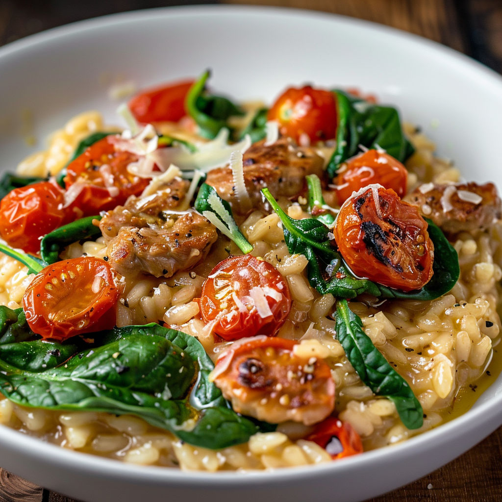 Un plat de pâtes avec tomates et herbes fraîches posé sur une table.