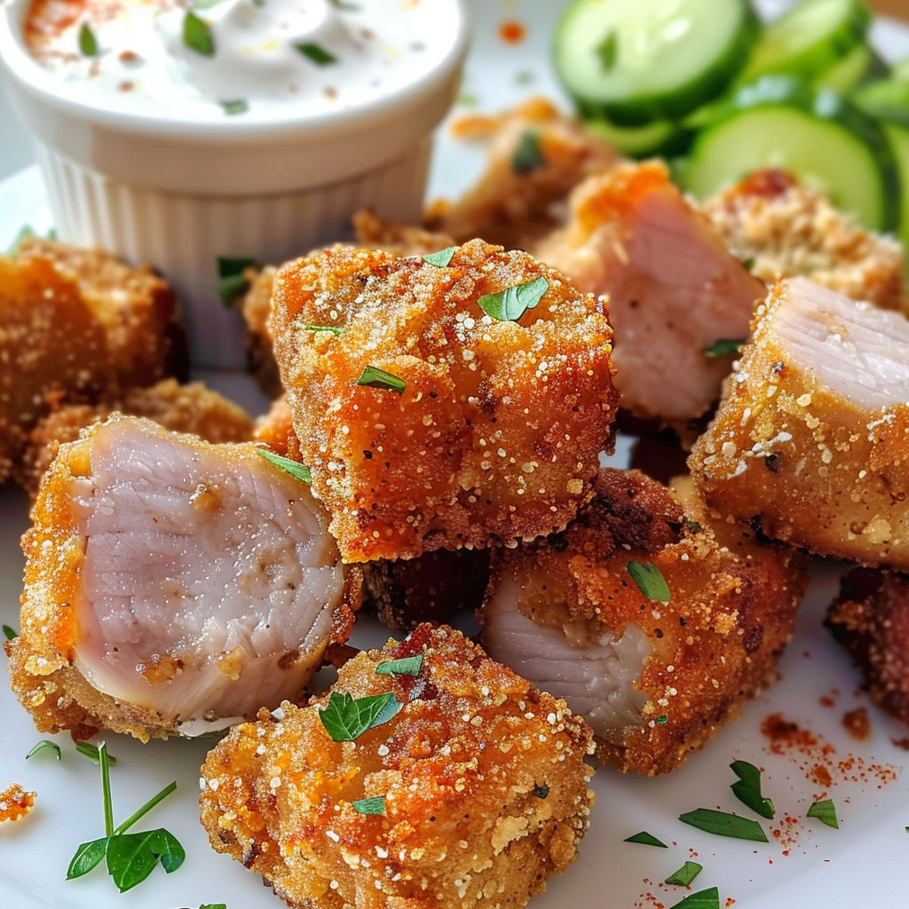 Brochettes de poulet grillées accompagnées d'une sauce au yaourt et d'herbes fraîches.
