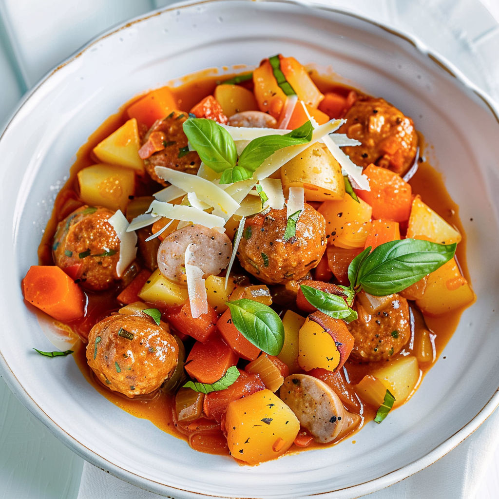 Boulettes de viande aux légumes et herbes fraîches.