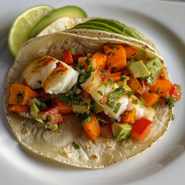 Un délicieux taco avec du poisson et une salsa maison.