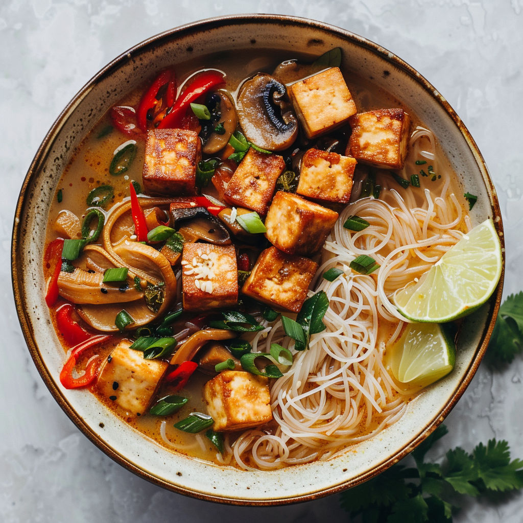 Un bol garni de soupe miso aux champignons variés servi chaud.