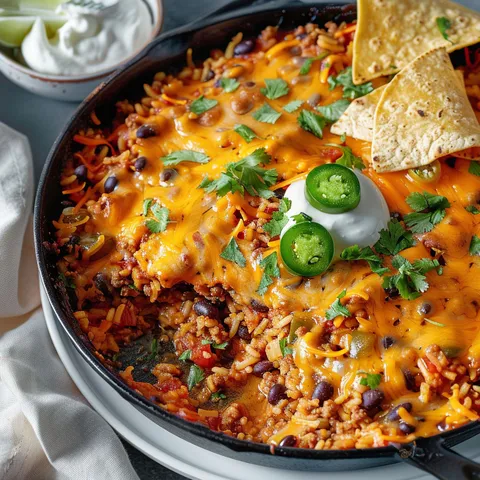 Burrito mexicain au bœuf servi avec tortillas croquantes.