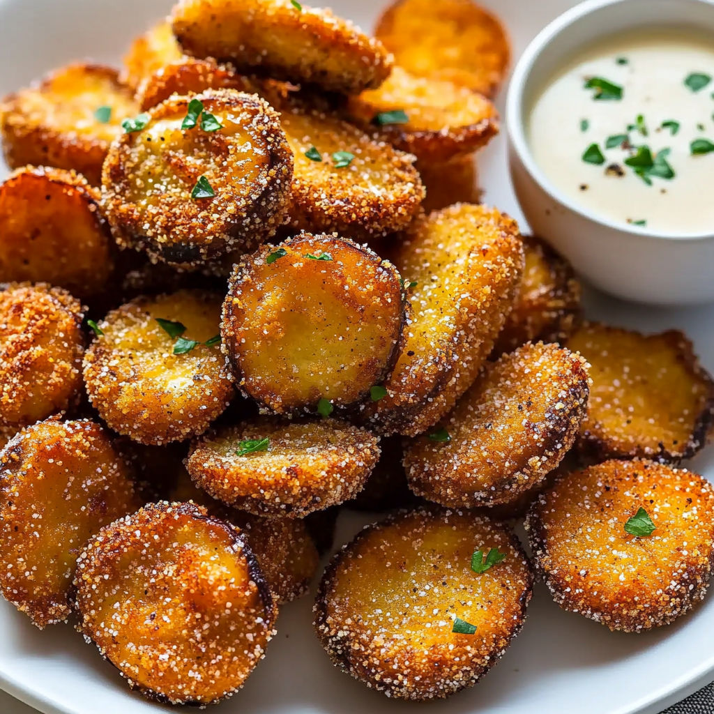 Champignons dorés, croustillants avec une sauce maison.