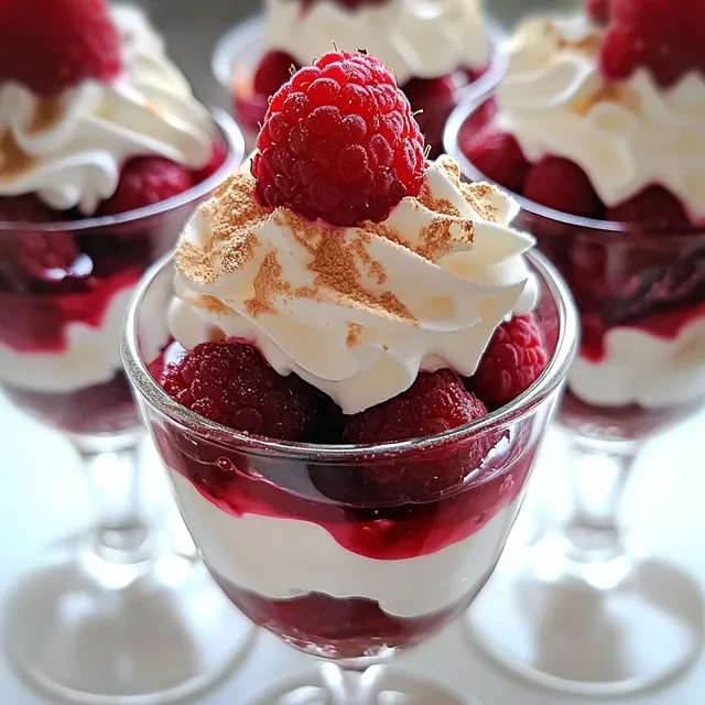 Framboises, Crème et Croquant de Meringue.