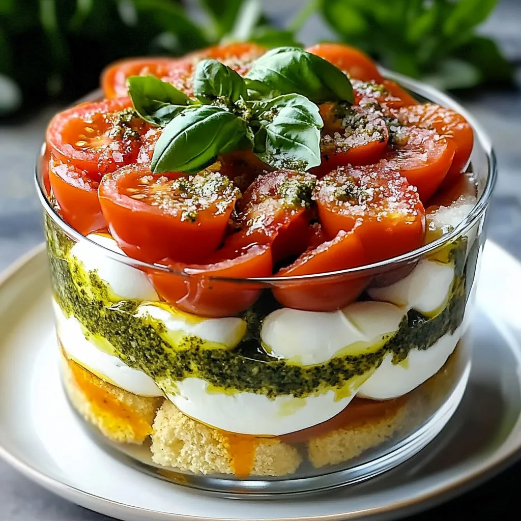 Tomates, basilic, croutons et fromages joliment présentés dans un bol.