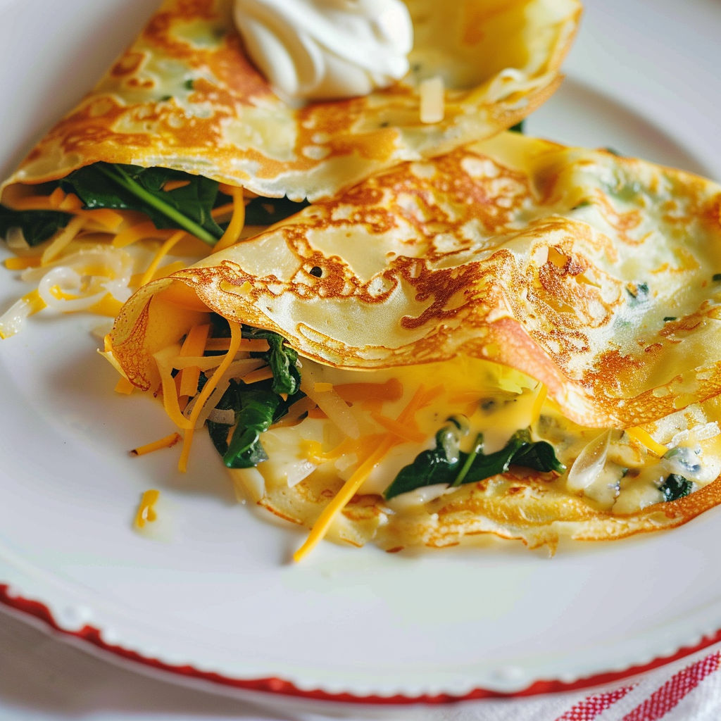 Une tartelette aux herbes et fromage, posée sur un plat.